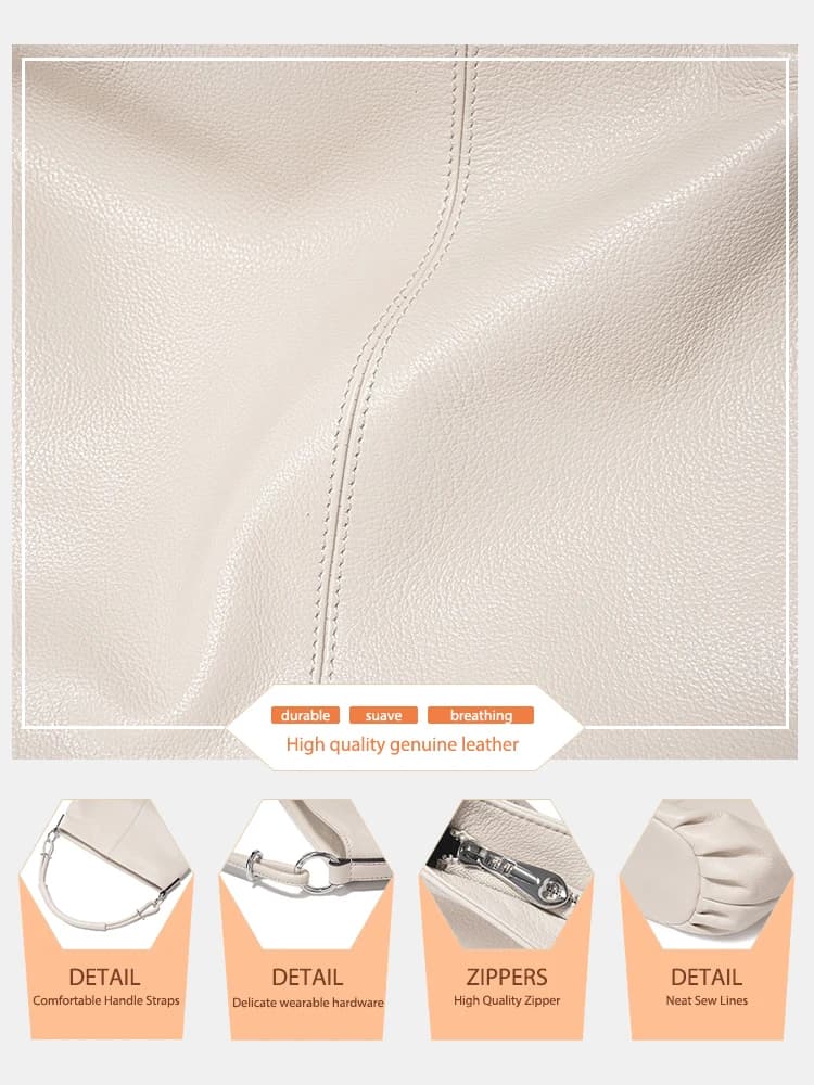 Zency sac à bandoulière en cuir de vachette souple pour femme sac à main en cuir de mode sac à bando