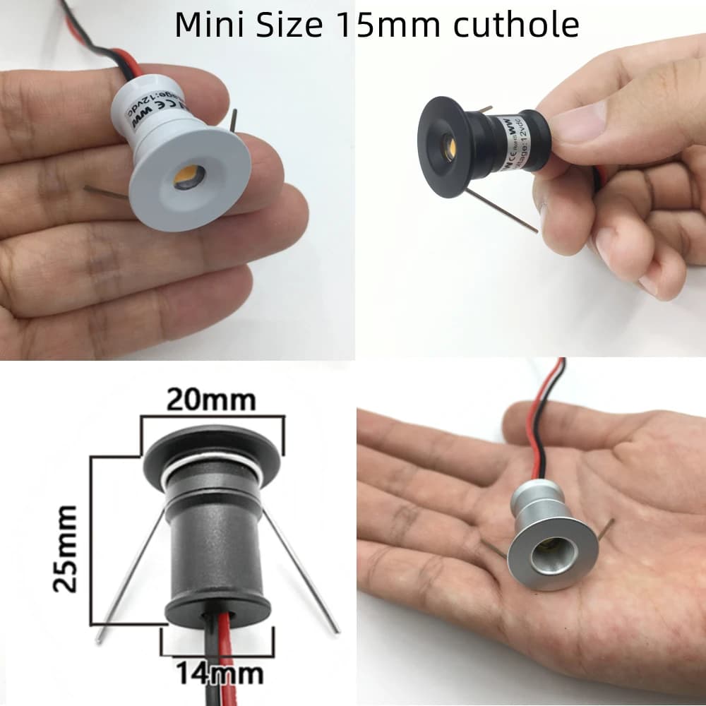Mini Downlights Led 12V avec télécommande 1W projecteur Led Dimmable escaliers armoire lumières 220V