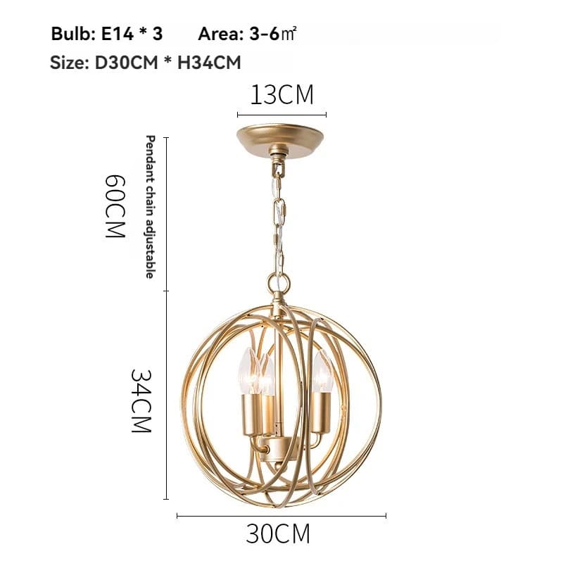 Plafonnier de ferme américaine, Cage en fer doré rustique, pendentif LED pour salle à manger, cuisin