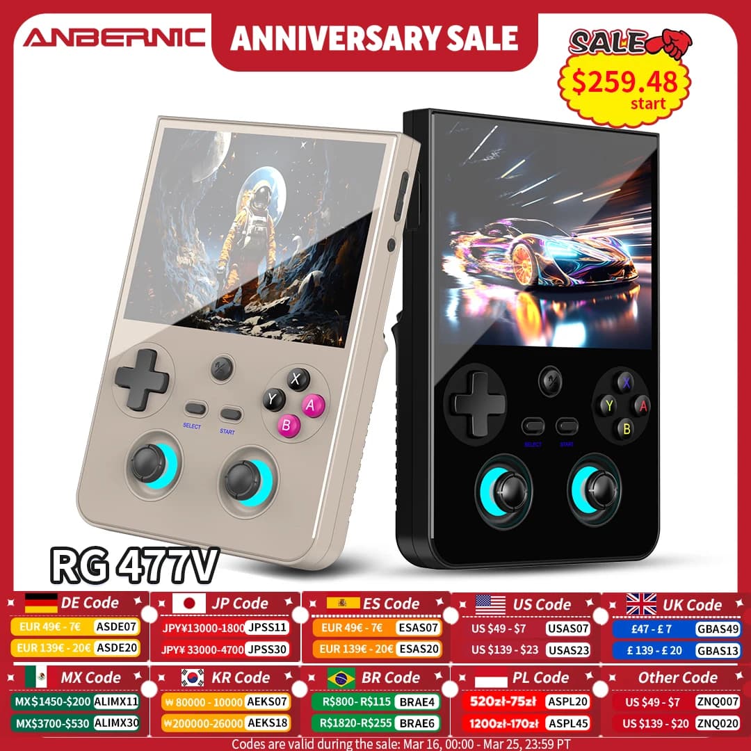 Anbernic RG477V Console de jeu portable 4.7 "LTPS dans le cellule Android 14 DSP effet sonore lecteu