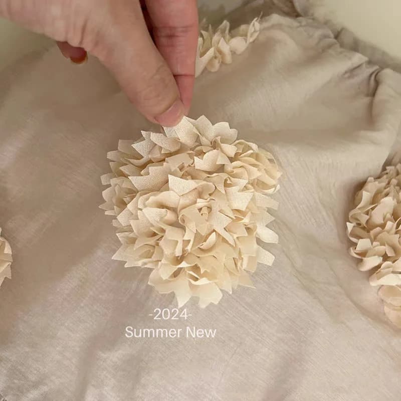 Robe d'été à fleurs tridimensionnelles pour filles, vêtements doux pour enfants