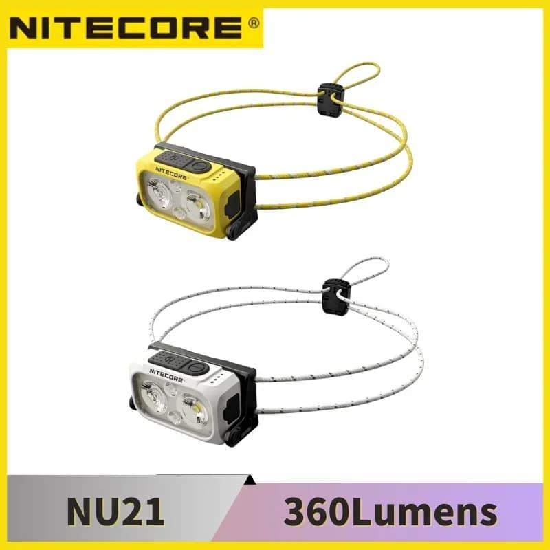 NITECORE NU21 lampe Ultra légère double faisceau Triple sortie lampe frontale 360 Lumens USB-C Recha