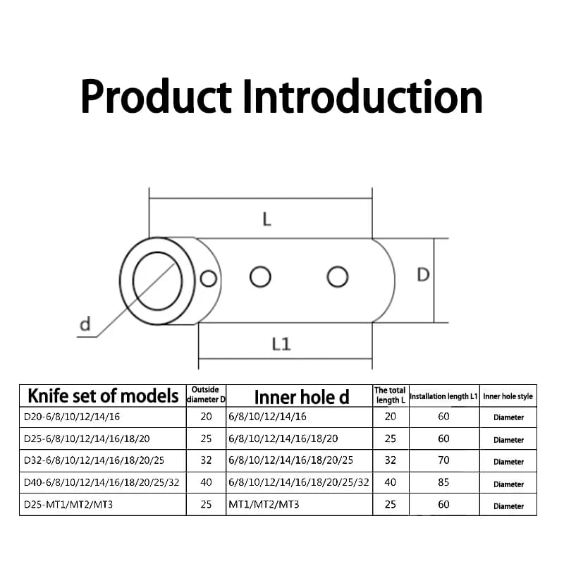 Manchon de réduction pour outils de tour, D20 D25 D32 D40 5 6 7 8 9 10 12 15 20 MT1 MT2 MT3 MTA4, sé