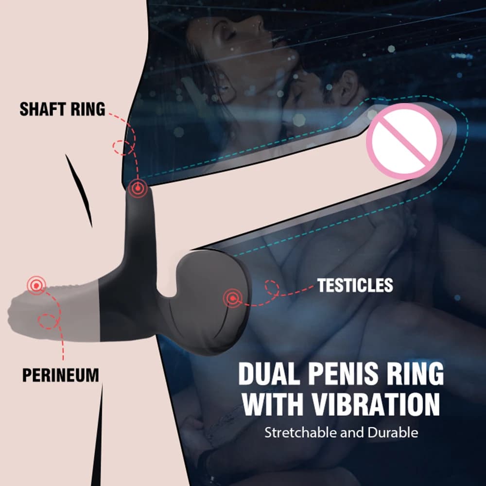 Vibromasseur 3 en 1 en silicone pour hommes, jouets sexuels, anneaux péniens, stimulateur de scrotum