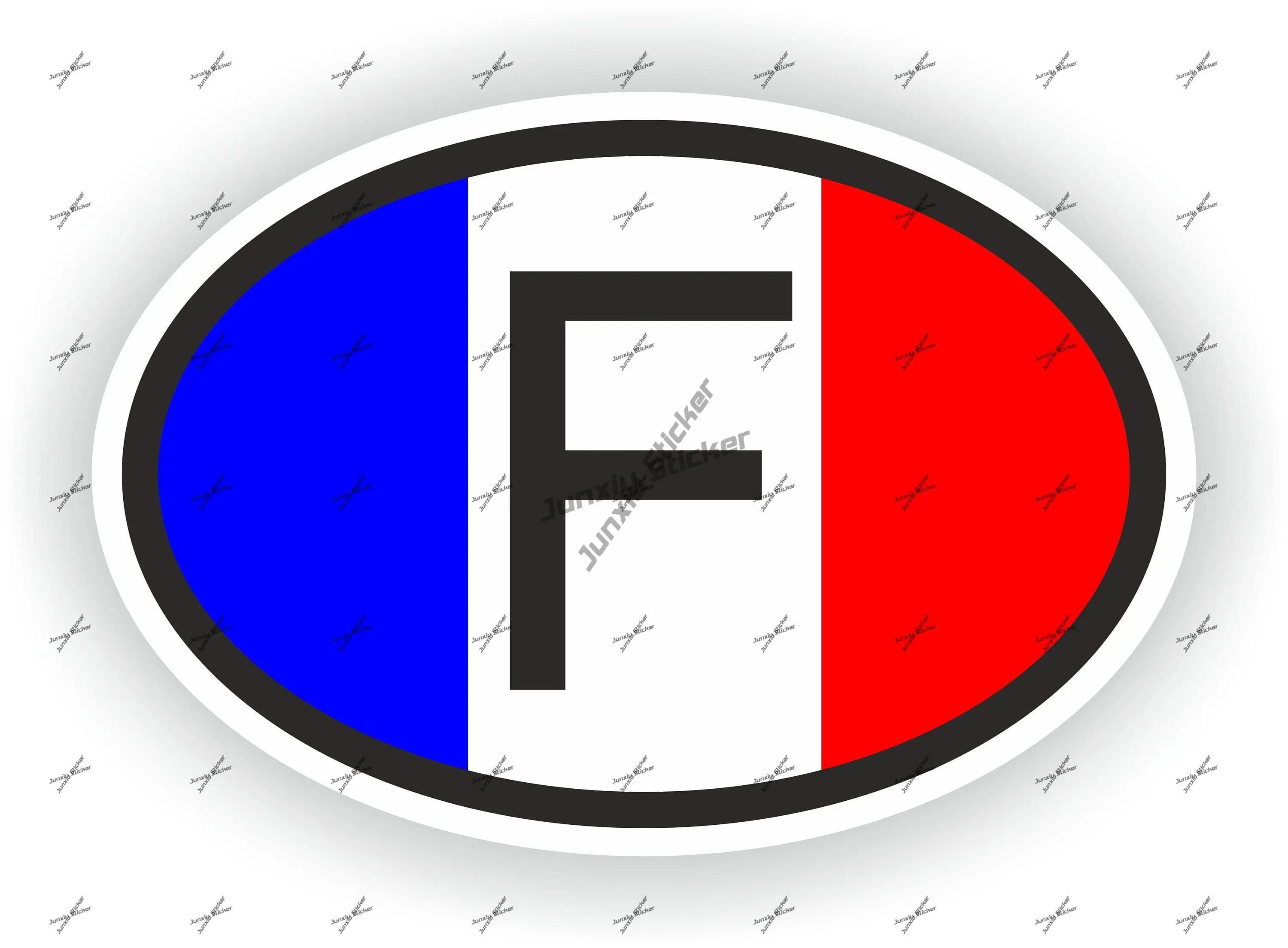 Autocollant Ovale avec Sensation France Fostiendra c, Code Pays F, Couverture, Rayures, Décoration, 