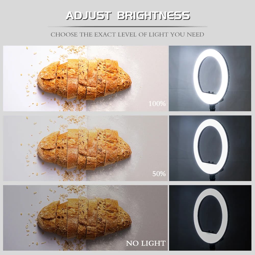 Anneau lumineux LED SH 18 pouces avec trépied et pince pour téléphone, pour éclairage vidéo, selfie,