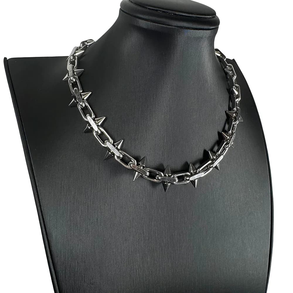 Colliers à pointes en acier titane, style hip-hop gothique punk, collier à chaîne barbelée, pour hom