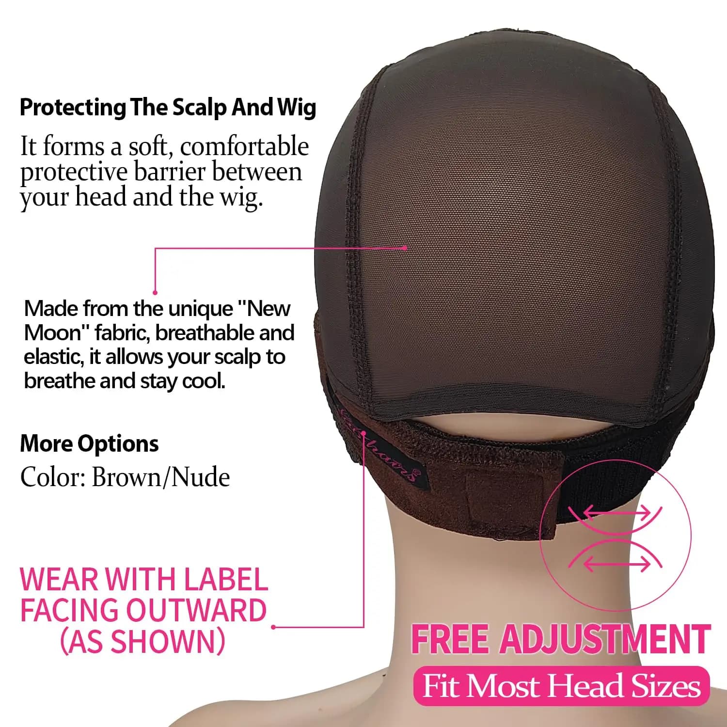 Gorra de agarre para peluca para mujer, réglable, mantiene las pelucas sin pegamento de forma segura