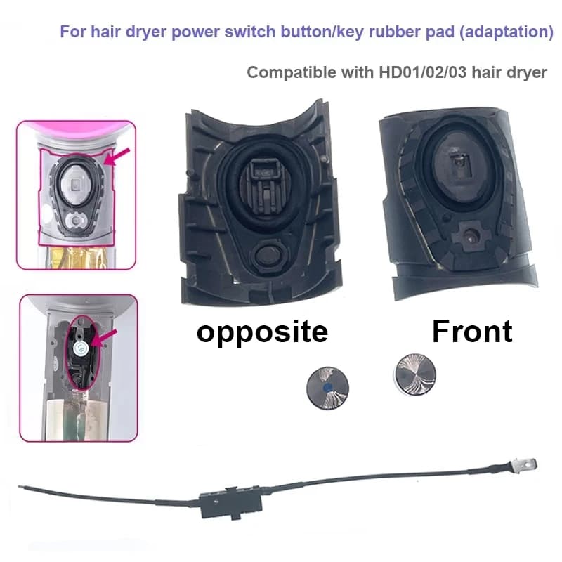 Bouton d'alimentation compatible pour sèche-cheveux Supersonic HD01/HD02/HD03/HD08, tampon en caoutc