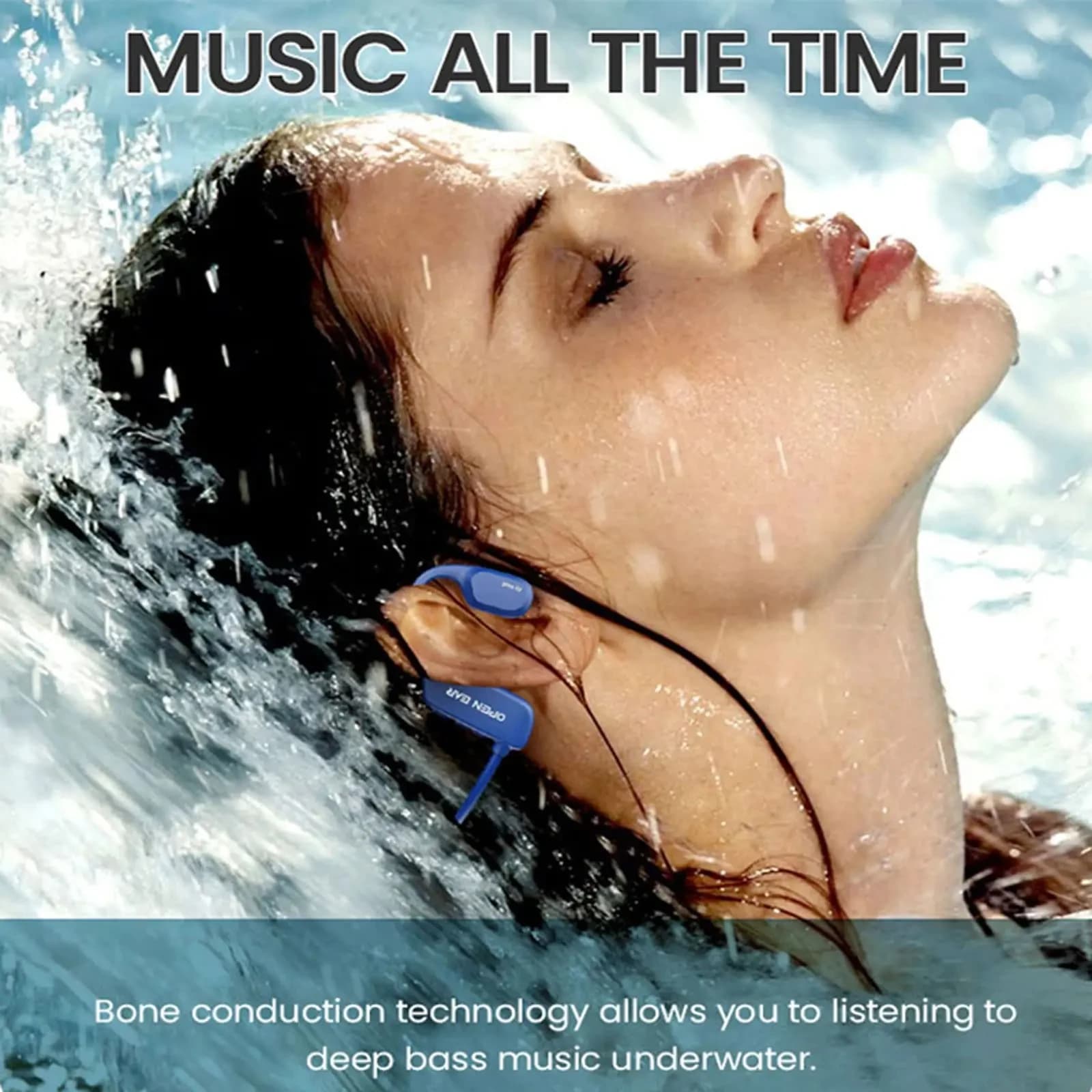 PARAMITA 8GB stockage natation casque IP68 étanche Conduction osseuse casque oreille ouverte sans fi