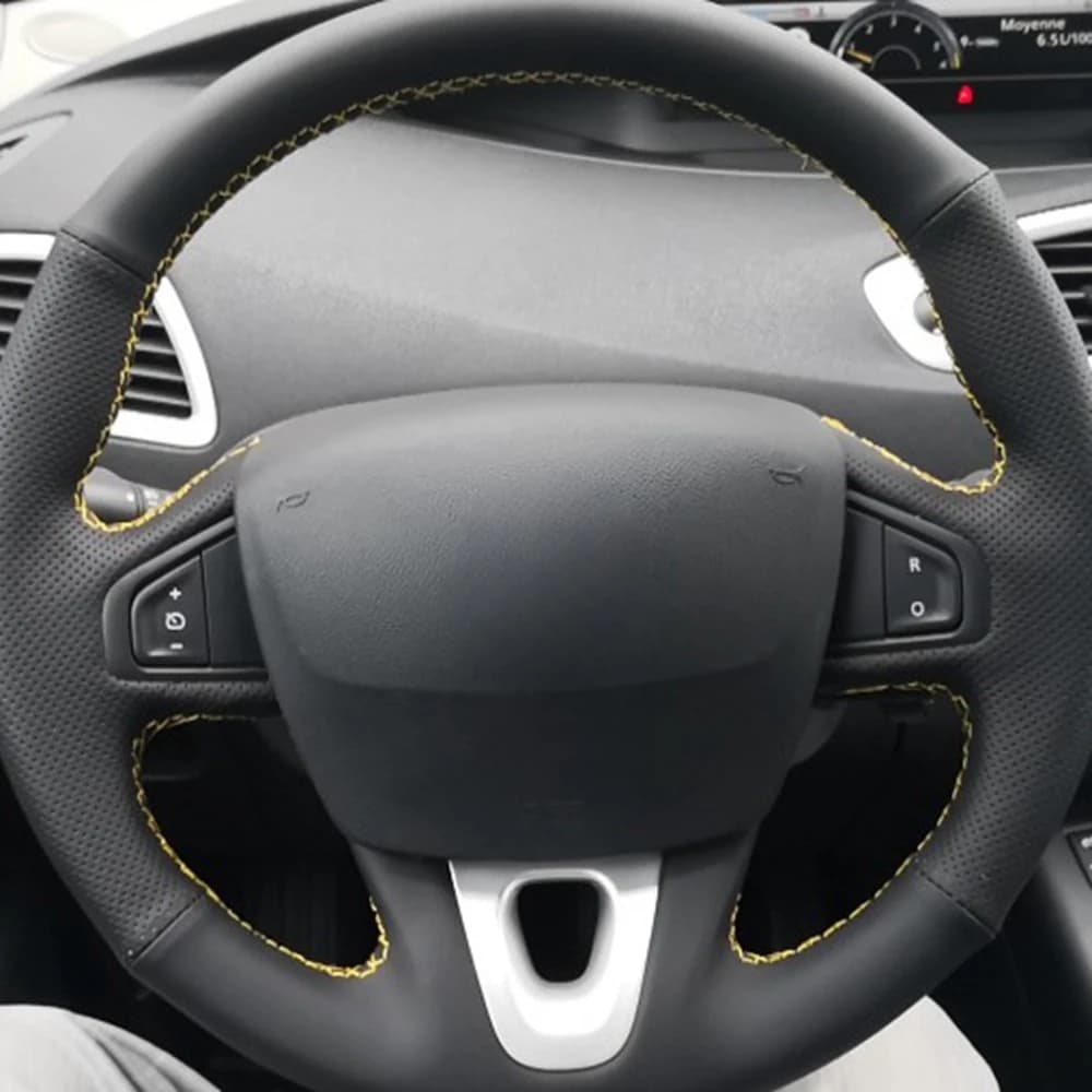 Juste de Volant de Voiture Personnalisée en Cuir Artificiel Noir, Non-ALD, Réfléchissant, pour Renau