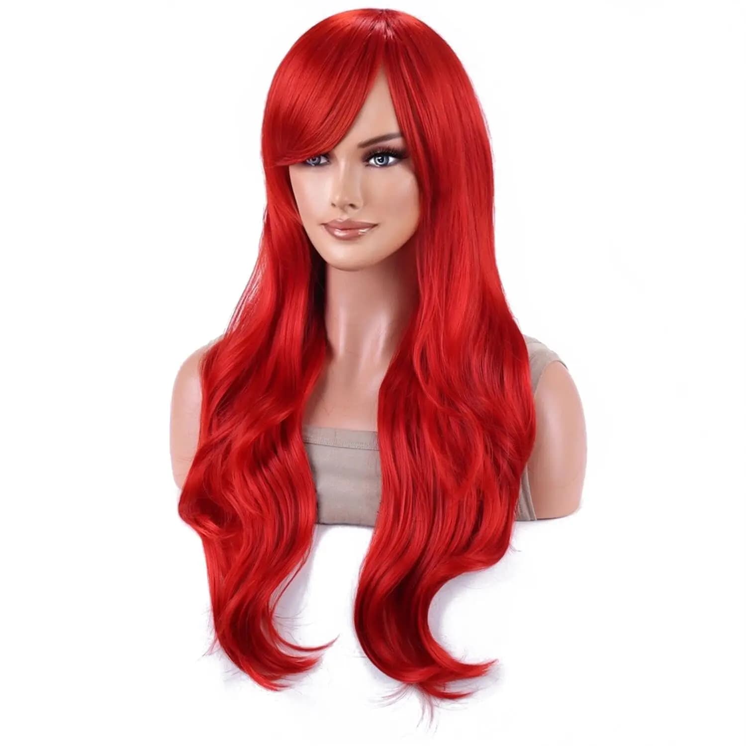 Probeauty perruque sirène synthétique longue rouge bouclée vague de corps perruque Halloween Cosplay
