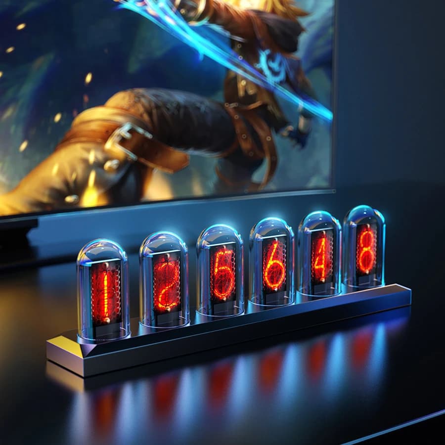 Horloge à Tube lumineux RGB, veilleuse électronique LED, lampe de Table silencieuse, montre numériqu