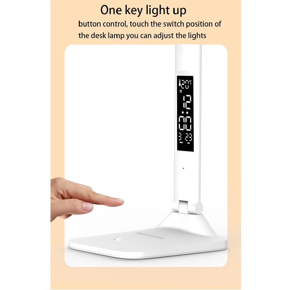 Lampe de Table pliante USB lecture tactile réglable Protection des yeux avec réveil thermomètre LED 