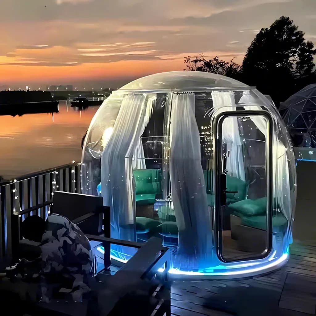 Maison conteneur, Chambre bulle extérieure, Chambre bulle en aluminium pour glamping, Hôtel igloo éc