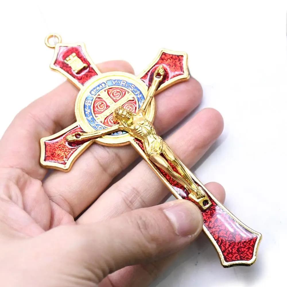 Pendentif Saint Benoît doré, croix de Jésus Christ, religion, prière, fournitures de décoration, 12x