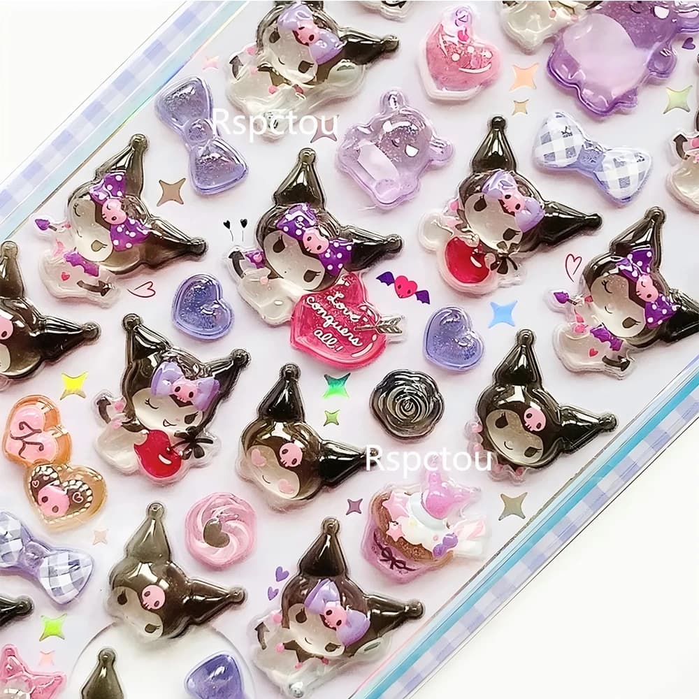 Sanrio – autocollants 3D en Relief, mignons, esthétiques Kuromi cannelle ma mélodie, gelée, décorati