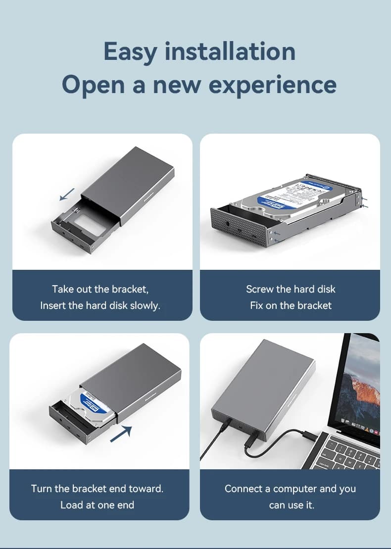 Blueendless 3.5 ''boîtier de disque dur SATA vers USB 3.0 adaptateur boîtier de disque dur externe p