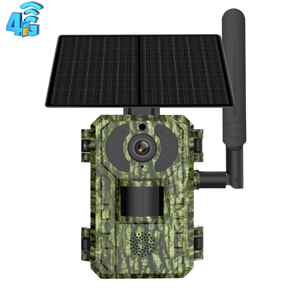 Caméra de chasse solaire 4G cellulaire 2K avec détection de mouvement PIR, vision nocturne extérieur