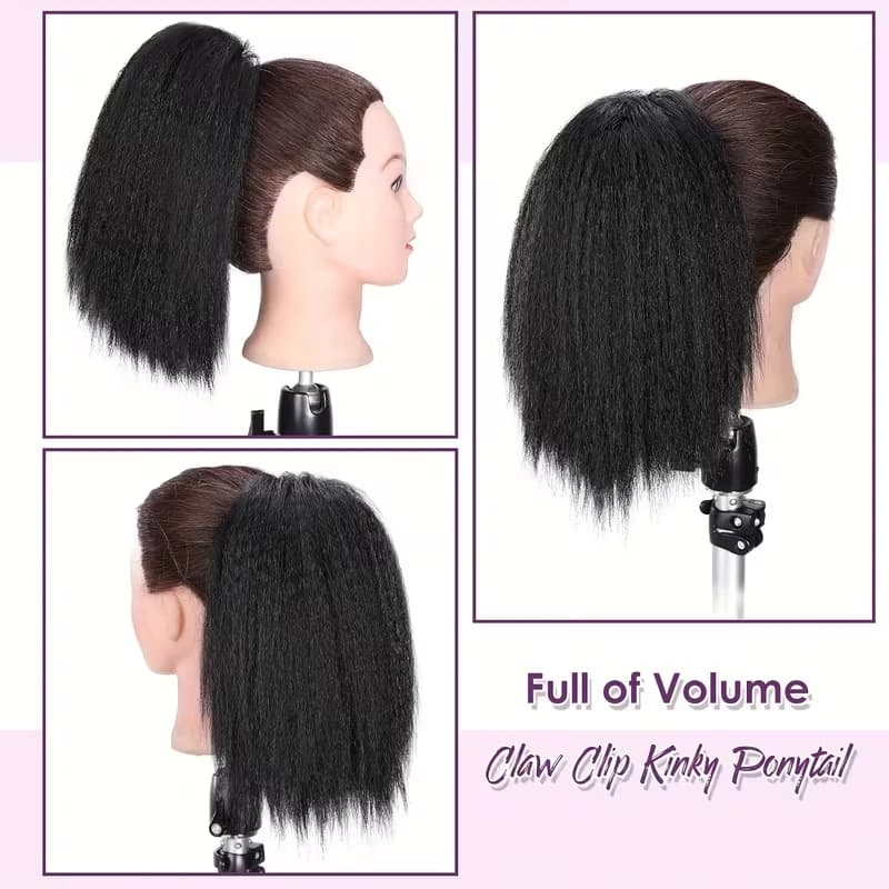 Extensions capillaires synthétiques Yaki courtes et lisses avec cordon de serrage, 10 pouces, queue 