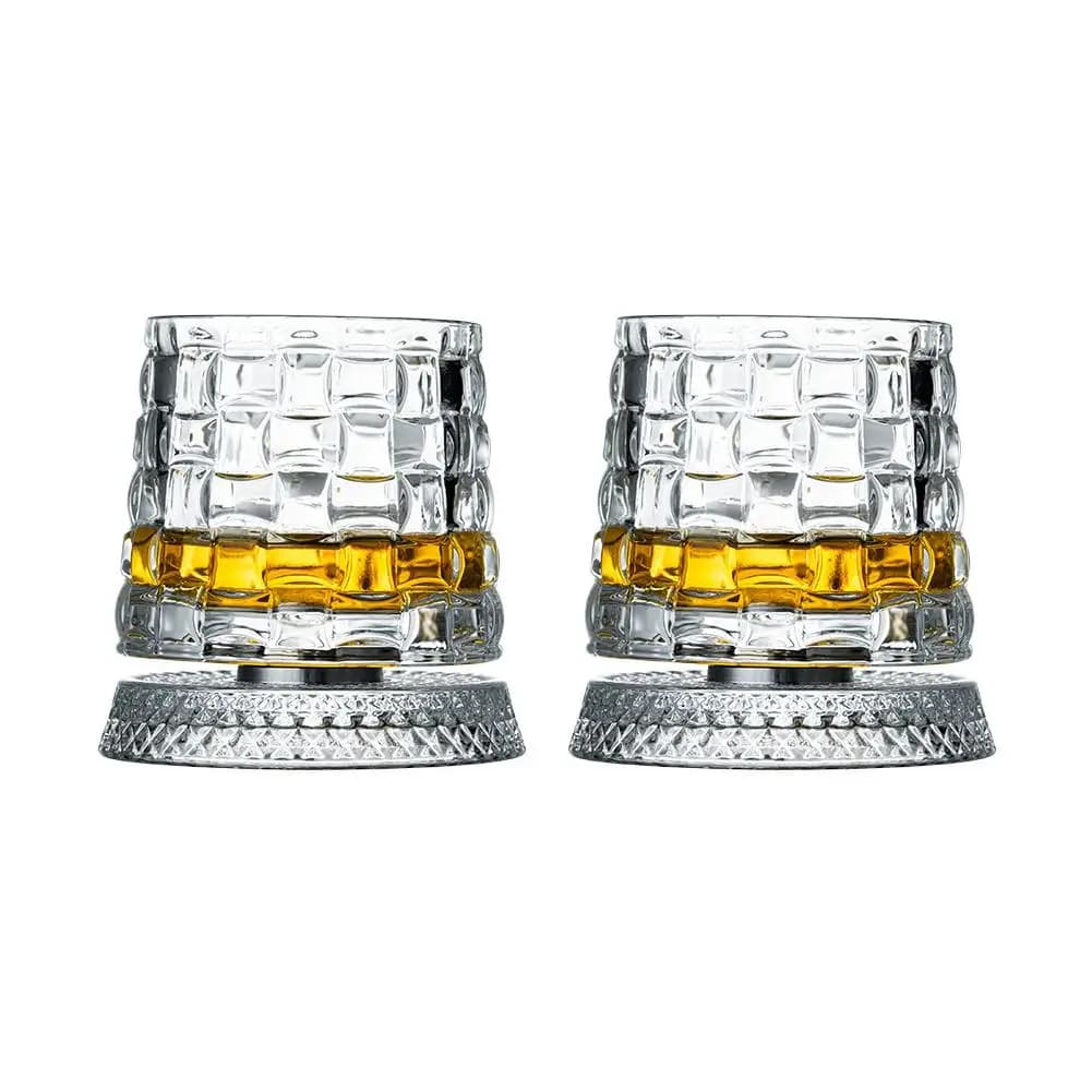 Verre à whisky rotatif, verres à whisky tendance, verrerie pour bourbon, gin, vodka, brandy, pour le