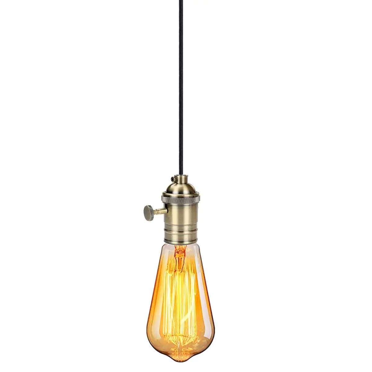 Douille de lampe rétro en cuivre avec interrupteur E26 E27 Edison, douille à vis d'éclairage Vintage