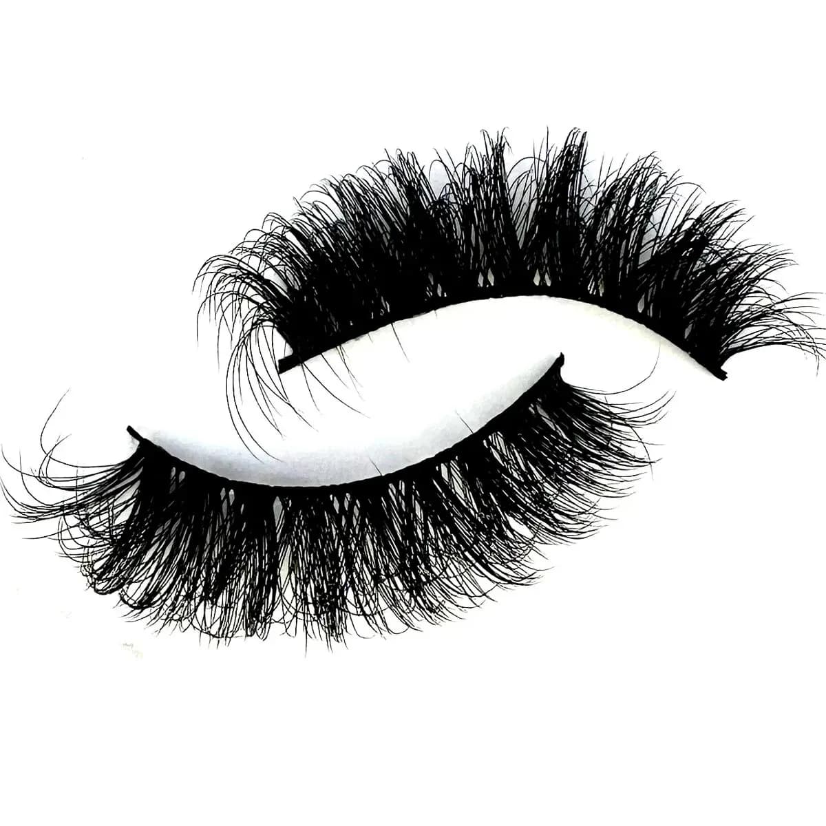 Faux-Cils en Faux Vison 8D Effet Oeil de Chat, Pack de Cils Volumineux, Touffus, Dramatique, Longs, 