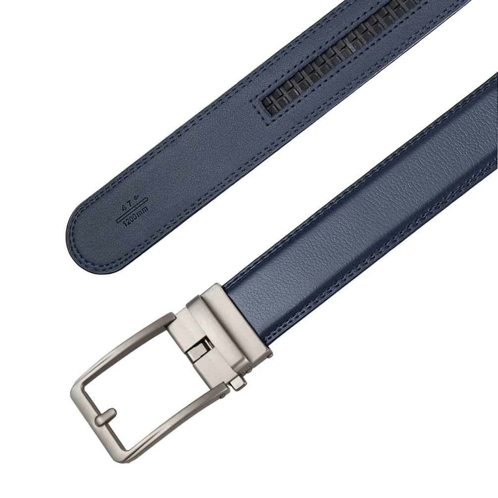 Ceinture en cuir véritable pour homme, largeur 3.5cm, automatique, bleu, mode formelle, business, en