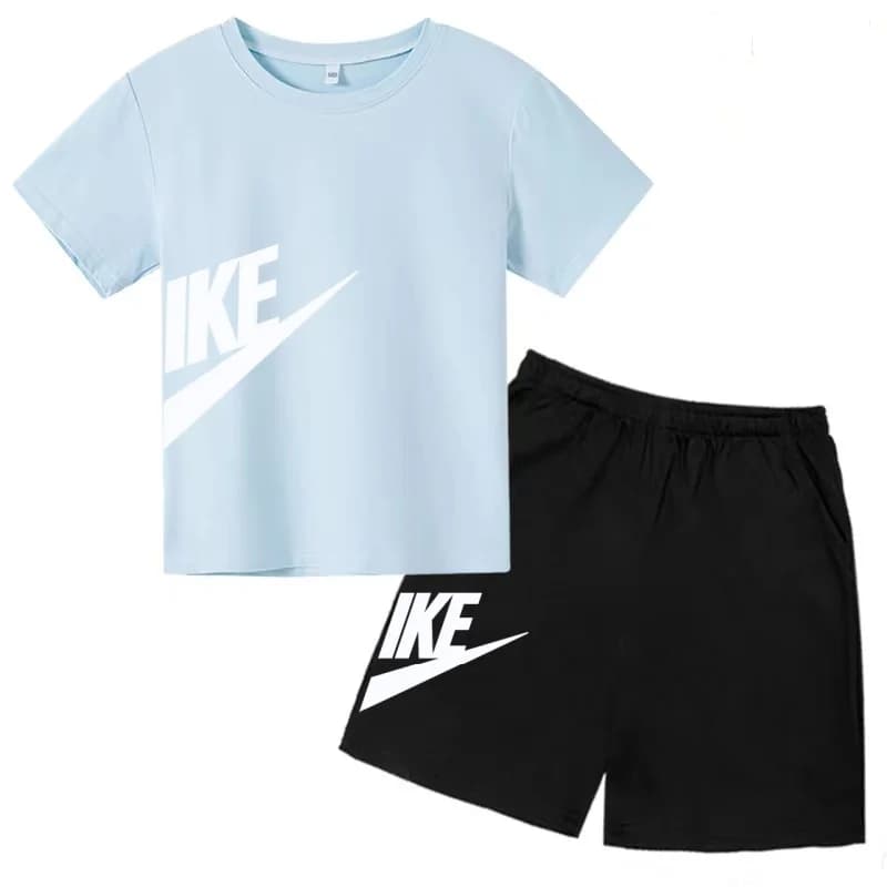 Ensemble deux pièces été blanc T-shirt + short pour enfants, nouvelle collection mode avec lettres, 