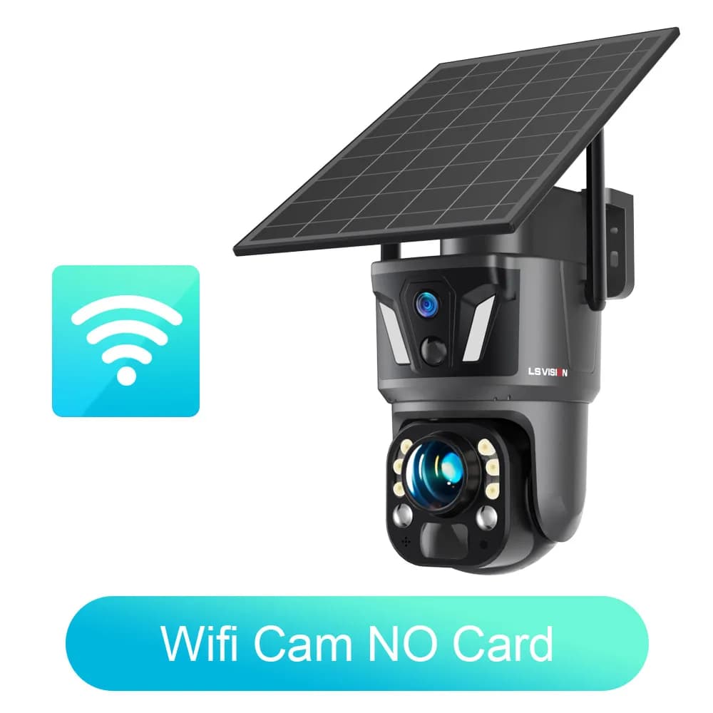 Caméra solaire PTZ LS VISION 8MP à 3 objectifs et double écran, zoom 99X, batterie 10400mAh, détecti