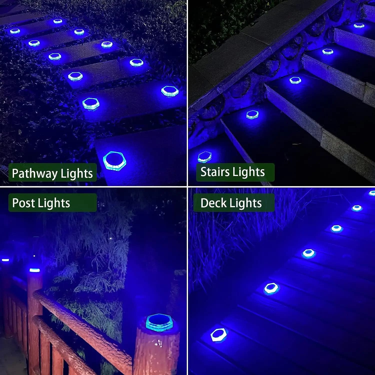 Paquet de 6 lumières solaires d'allée extérieure IP68 étanche bleu pont lumières de marche lumières 