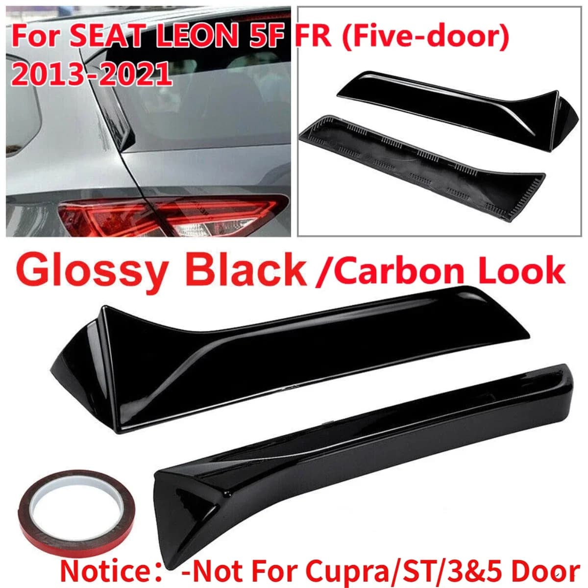 Becquet de lèvre de garniture de fenêtre de voiture pour Seat Leon 5F FR Mk3 MK3.5, 5 portes, aile d