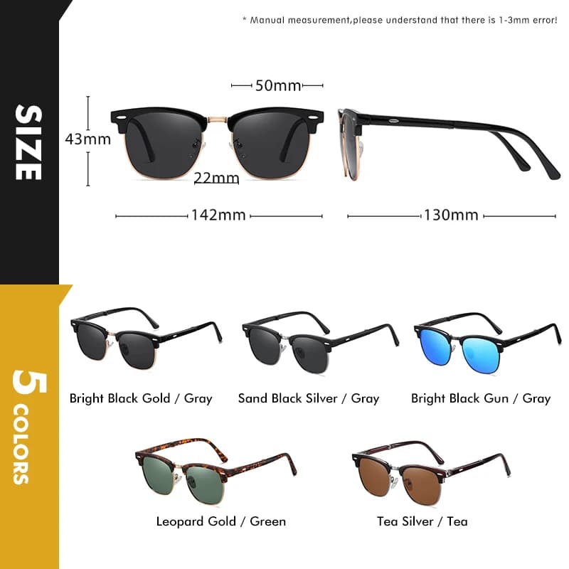 LIOUMO Lunettes de soleil pliables ultra-légères haut de gamme avec étui, verres polarisés, pour hom