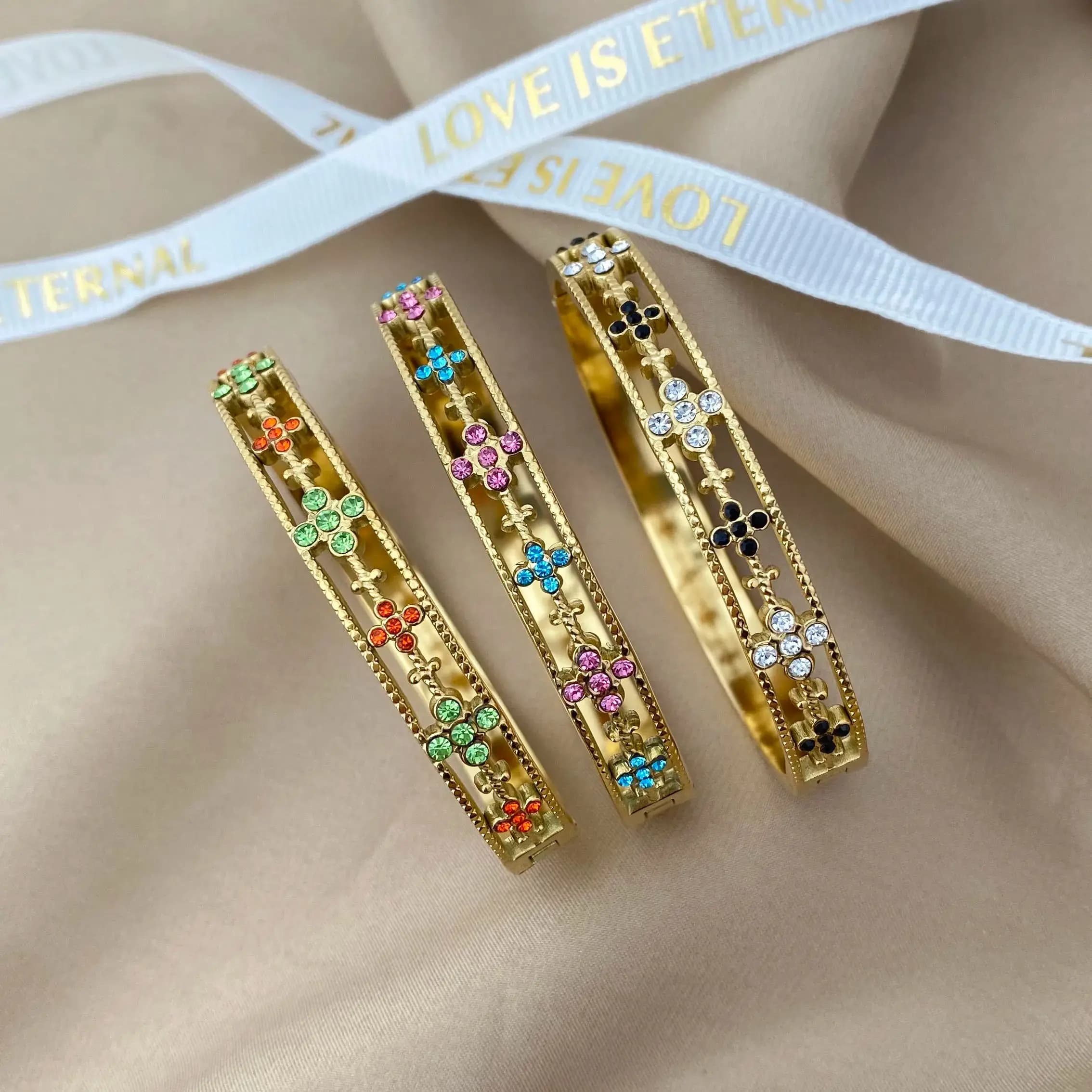 Bracelets de luxe populaires en acier inoxydable, tendance, de haute qualité, incrustés de Zircon co