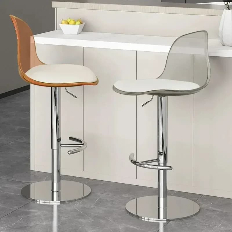 Chaises de Bar pivotantes en acrylique, roses, transparentes, en métal, blanches, pour barbier, cuis