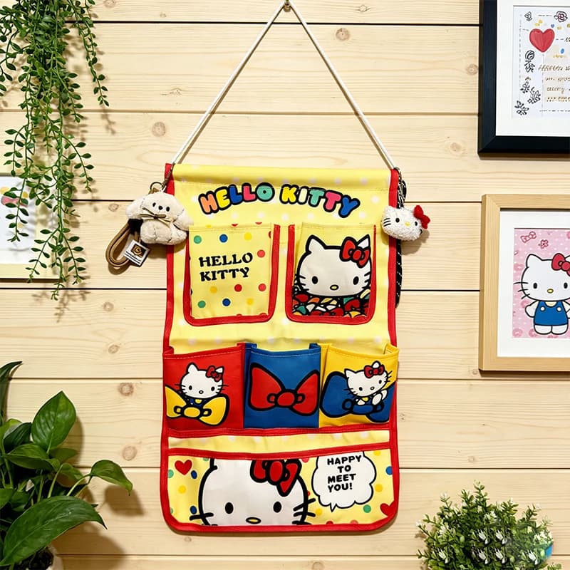 Sac de rangement mural multifonctionnel Kawaii HelloKitty, sac de rangement suspendu pour la maison,