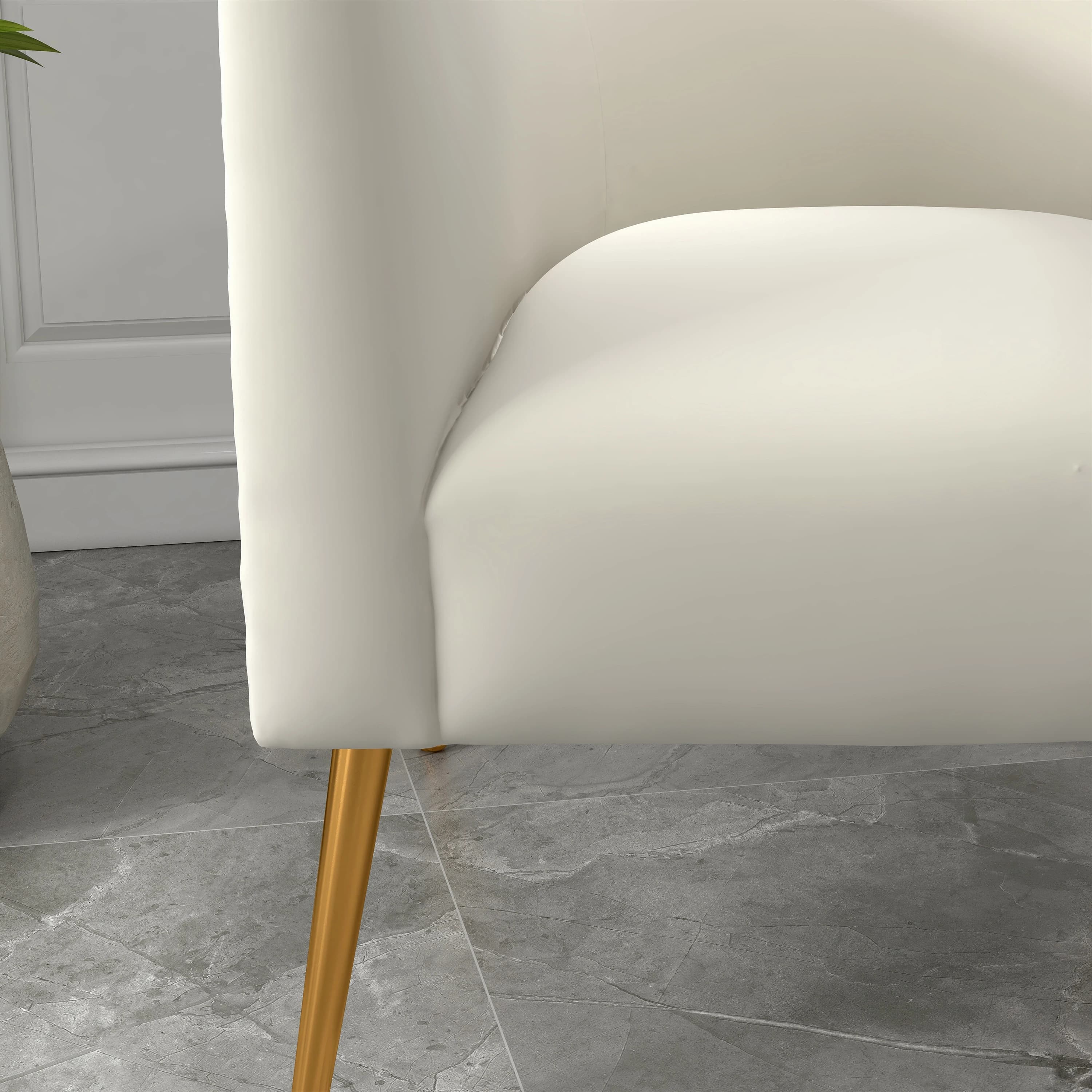 SEYNAR-Chaise d'appoint ronde en velours pour salon, ensemble de 2, sofa ou baril beige clouté, styl