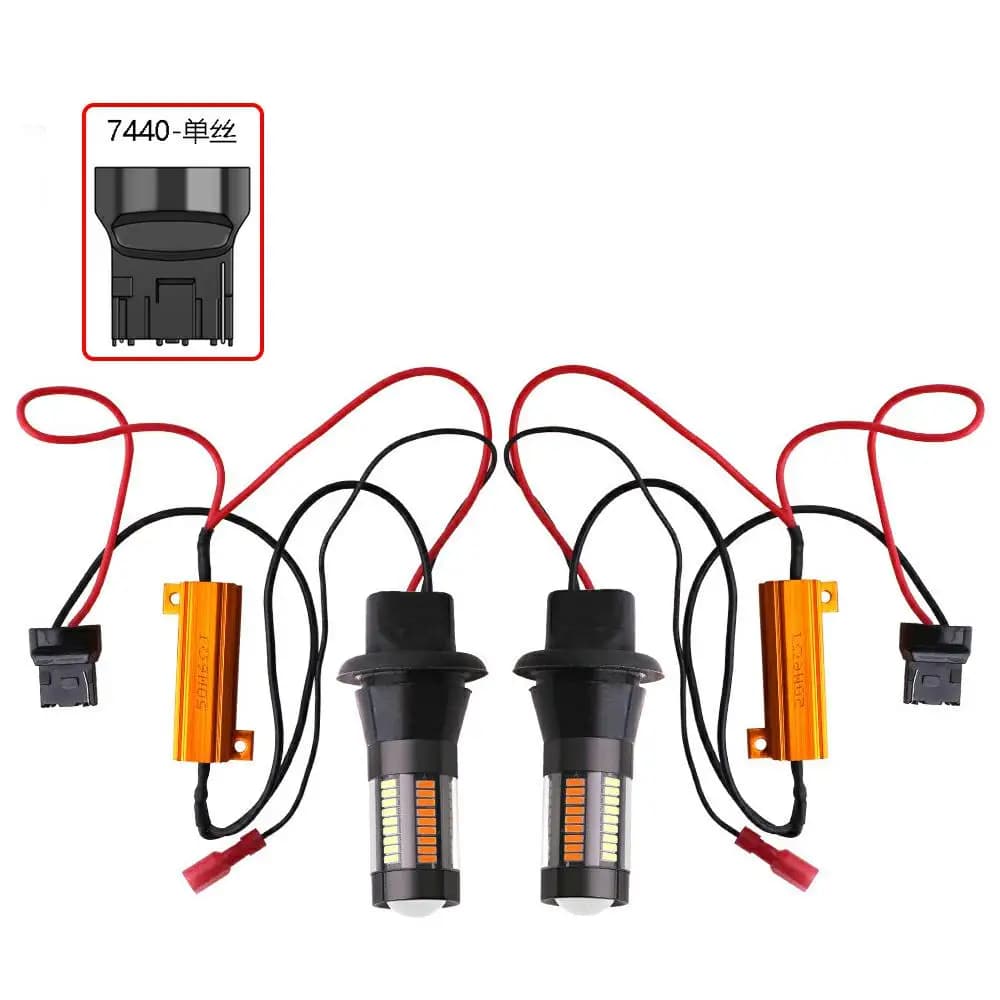 2 pièces double couleur 1156 BA15S BAU15S P21W PY21W T20 7440 ampoule LED Canbus DRL clignotants 401