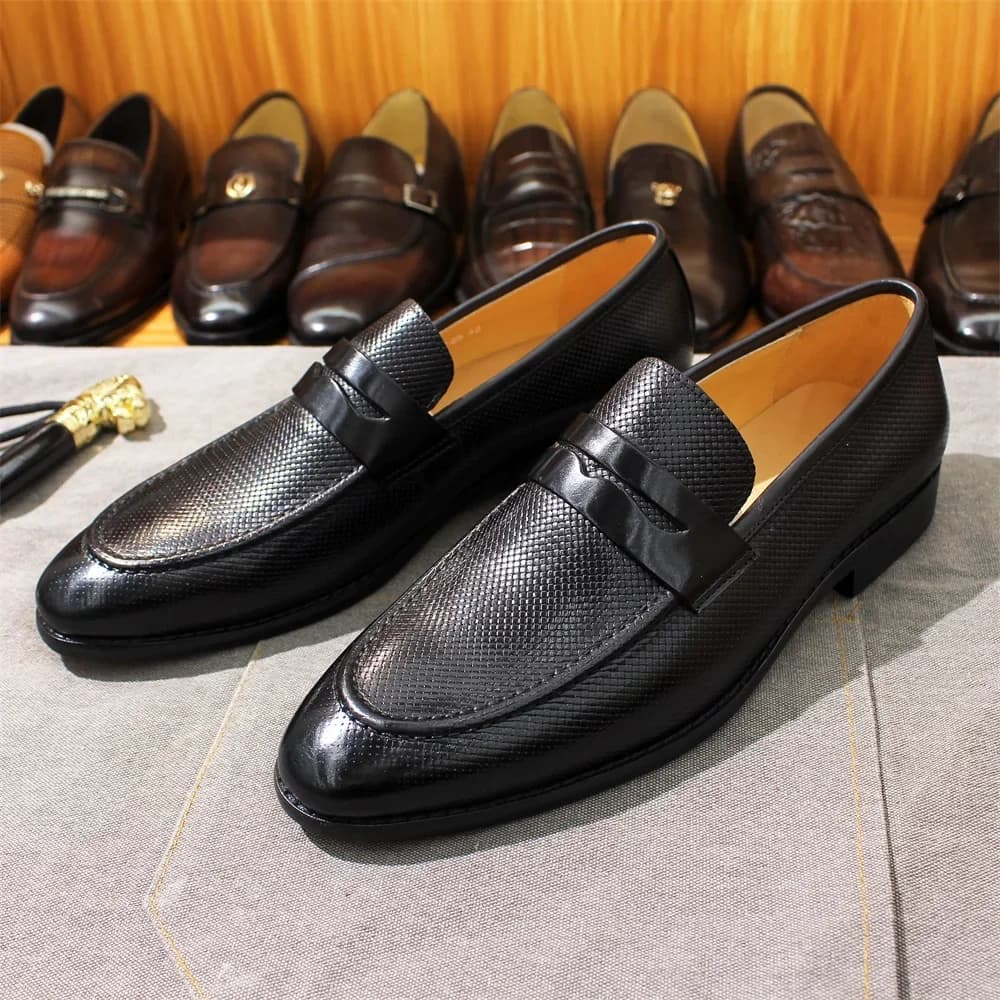 Mocassins confortables en cuir véritable, chaussures décontractées avec semelle en caoutchouc pour h