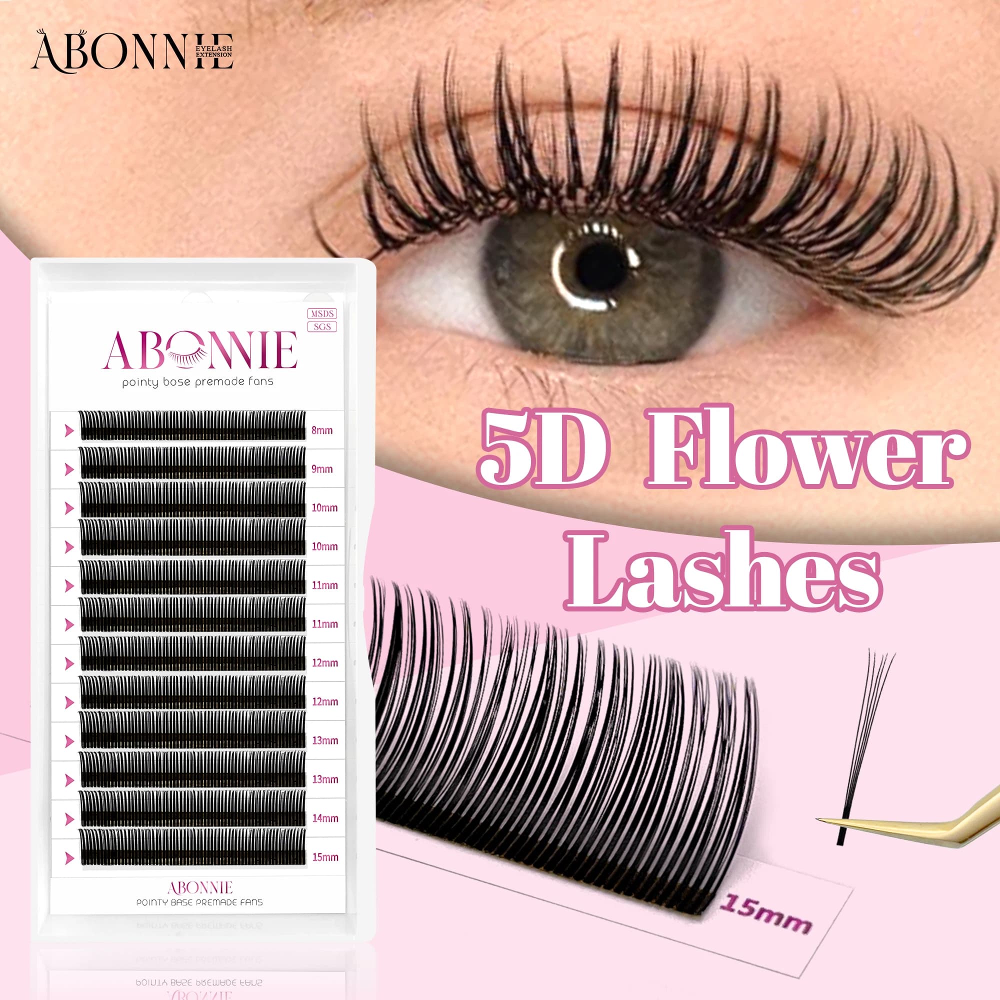 ABONNIE noir marron 5D fleur pointes fée faux cils individuels facile ventilateurs 5D fleur Volume c