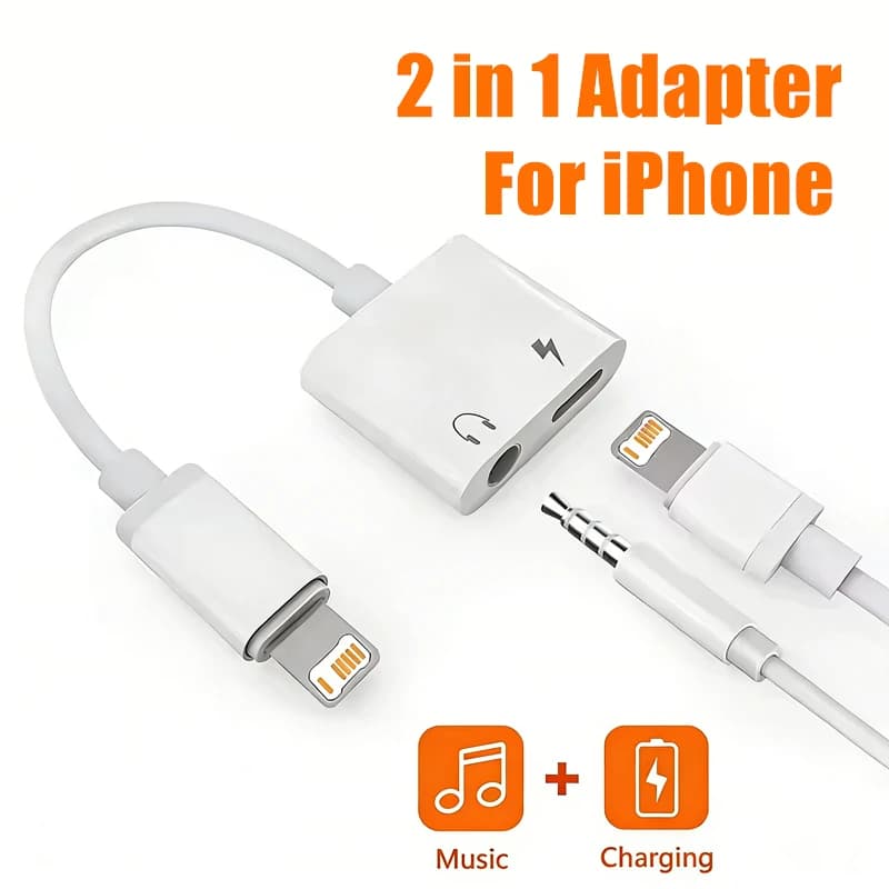 Adaptateur audio et de charge 2 en 1 iOS vers prise jack 3,5 mm pour iPhone 11 12 13 14 Pro Max X XR