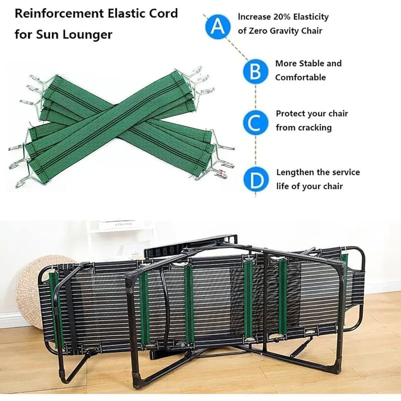 Le plus récent KangHing 6 pièces de remplacement pour chaise longue, corde élastique universelle, co