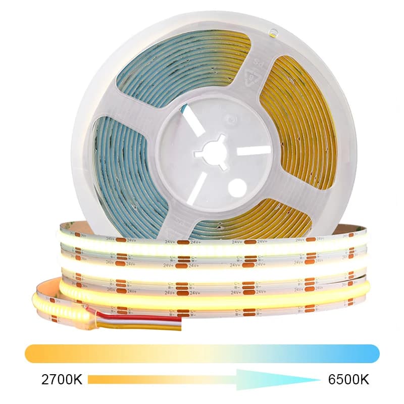 Bande lumineuse LED CCT COB haute densité 608 LED s/m, Flexible et variable, 2700K à 6500K, éclairag