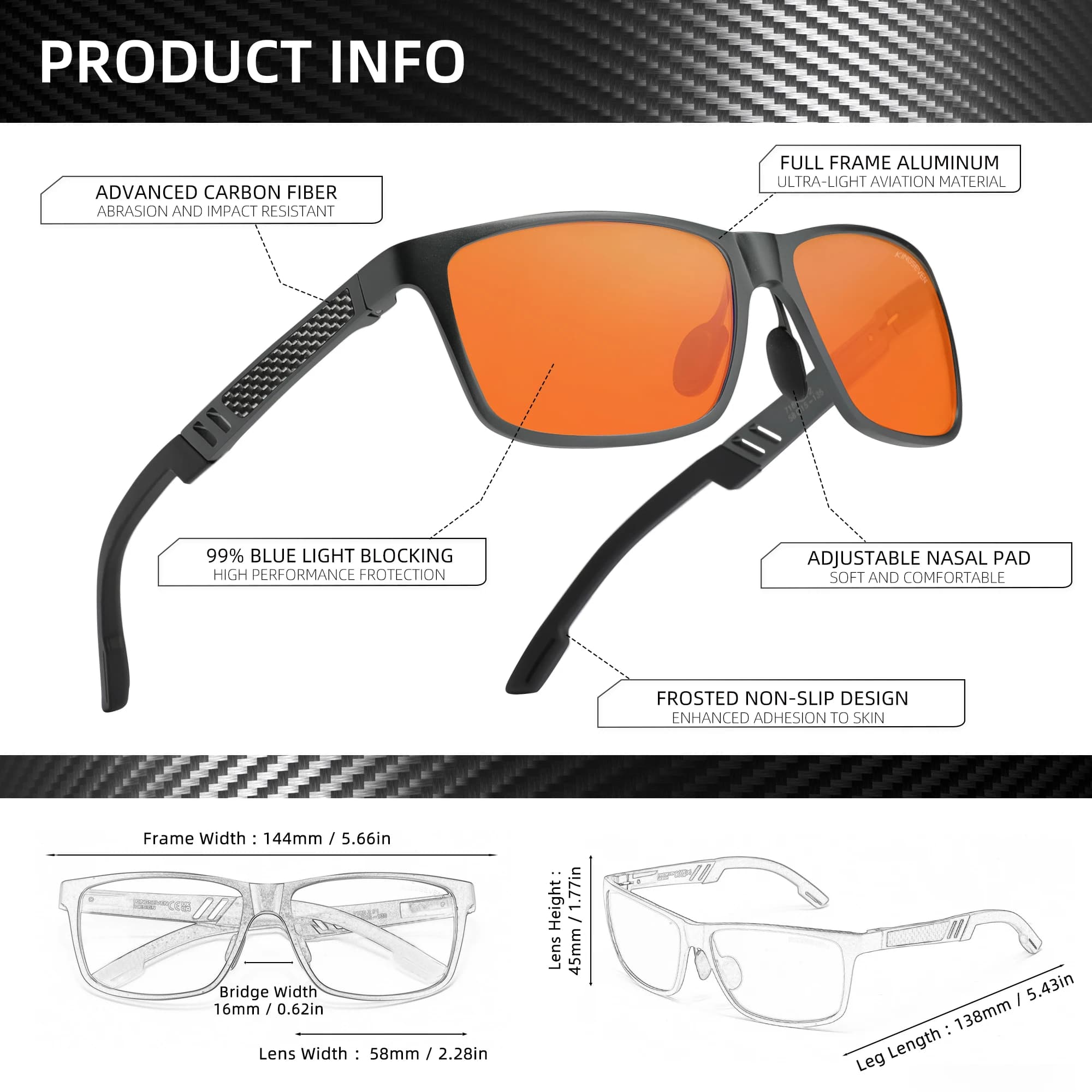 KINGSEVEN lunettes bloquant la lumière bleue hommes/femmes haute qualité en aluminium ordinateur Ant