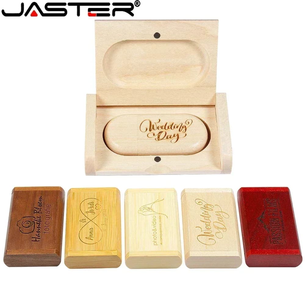 JASTER – Lot de 10 clés USB 2.0 en bois, 128 Go, logo personnalisé offert, cadeau d'affaires, clé US