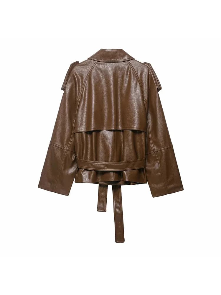 Vestes en similicuir pour femmes avec ceinture, manteau d'extérieur, streetwear, mode élégante, vest