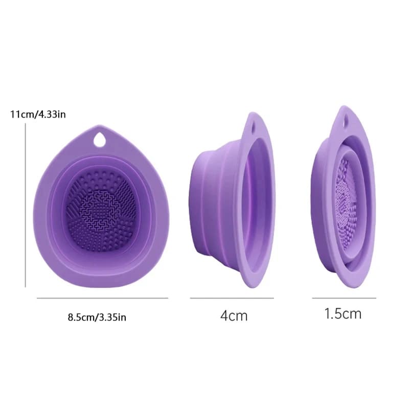 Nettoyeur de pinceaux de maquillage en Silicone, bol de nettoyage de bouffantes de poudre pliante, p