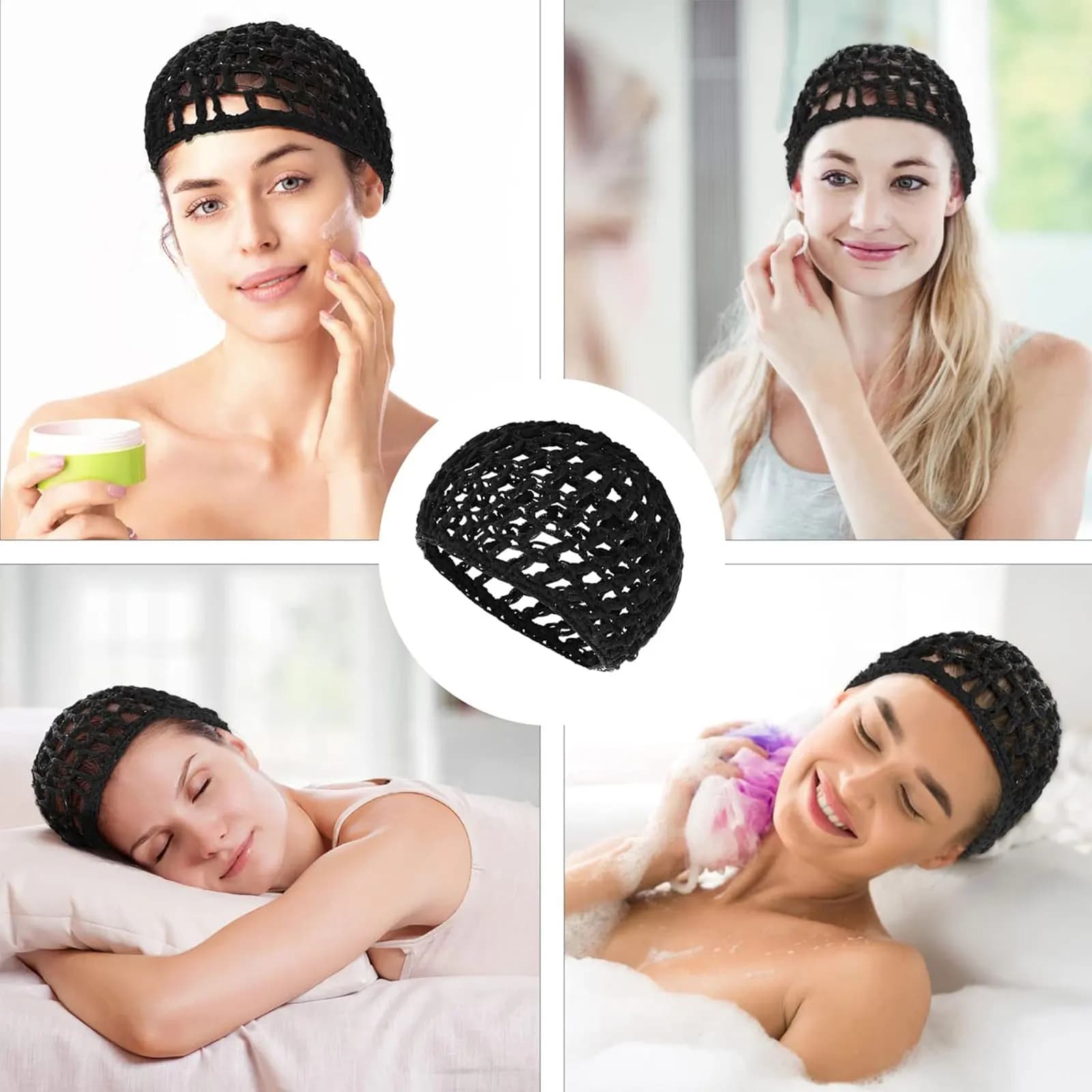 Filets à cheveux en maille colorée pour dormir, bonnet de couchage au Crochet, couvre-chef Long et b