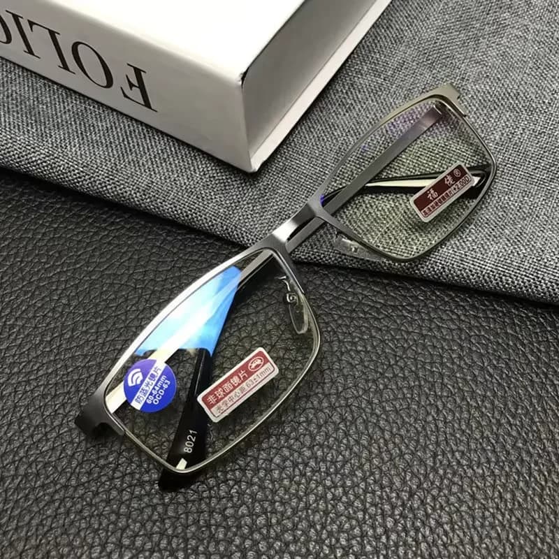 Lunettes de lecture d'affaires en acier inoxydable pour hommes, pour lecteur, blocage de la lumière 