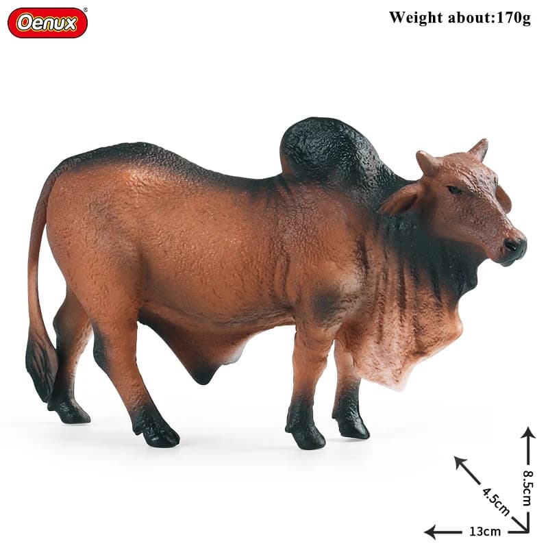 Figurines d'animaux Oenux Classic Zebu, vache, taureau, bœuf, bovin Indicus, modèle mignon en PVC, c